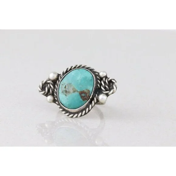 Sterling Silver Turquoise Ring Size 5 3/4 - Picture 4 of 8